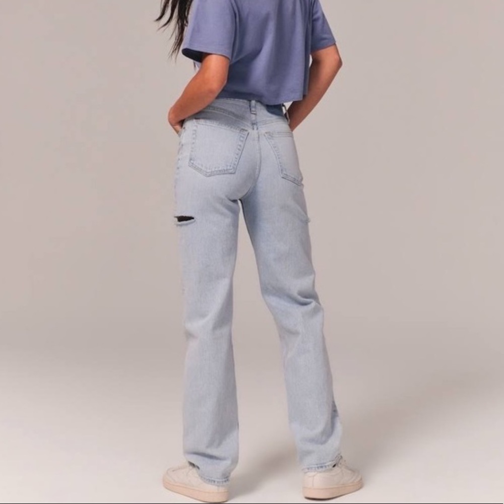 Medium wash side slit jeans